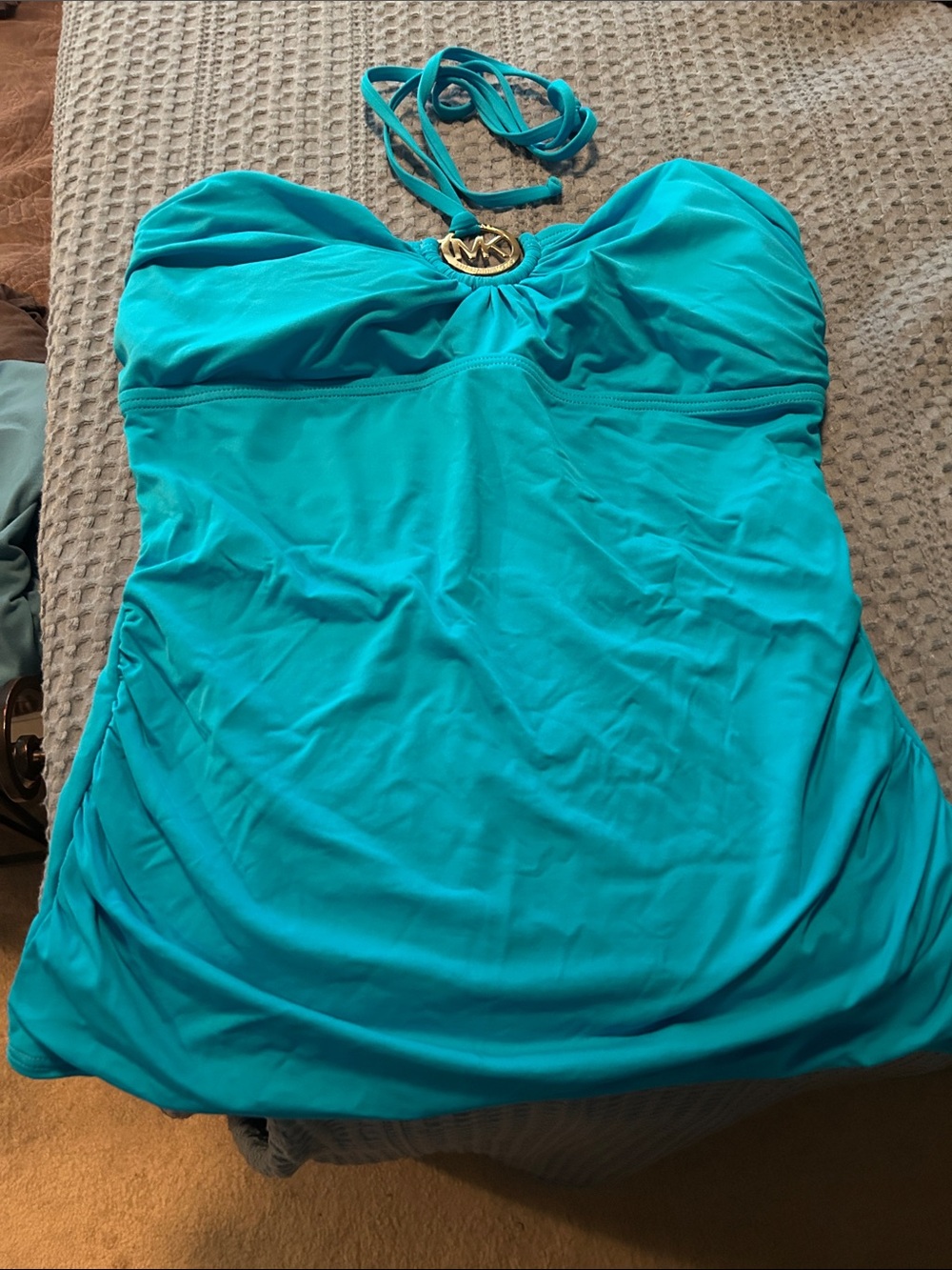Michael Kors halter swim top with Gold logo Accent - Turquoise or Black